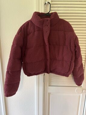 Cozy Plush Sherpa Jacket in Wine
